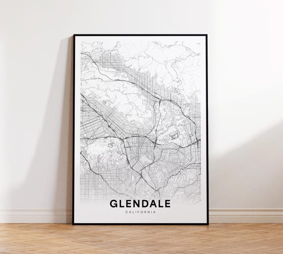 Glendale City Map Print Street Poster Art Road Wall Living Room Decor