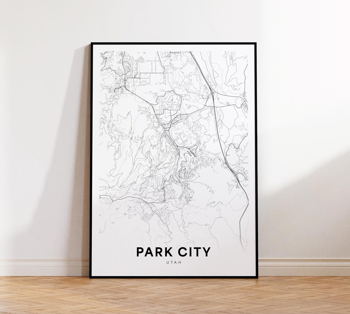 Park City Utah Minimalist Line Art City Street Map Travel Poster