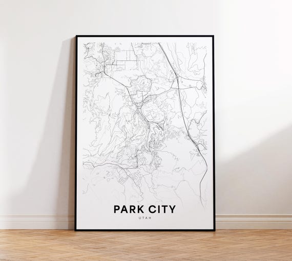 Park City Map Print Street Poster Utah Art Road Minimalist Living Room Decor