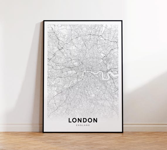 London City Map Print Uk Minimalist Poster Decor Instant