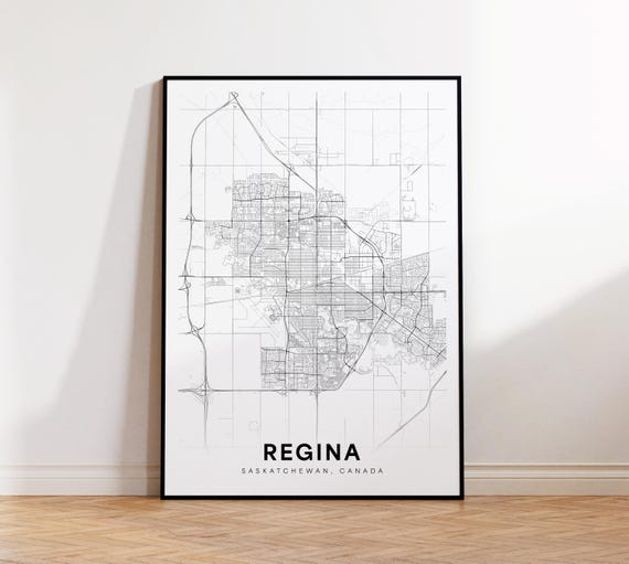 Regina City Map Print Street Poster Saskatchewan Decor Road Wall Art Office Room
