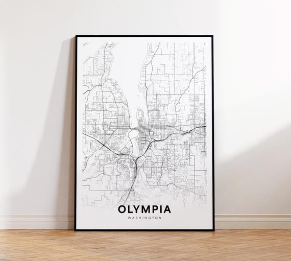 Olympia City Map Print Street Poster Washington Art Road Wall Living Room Decor