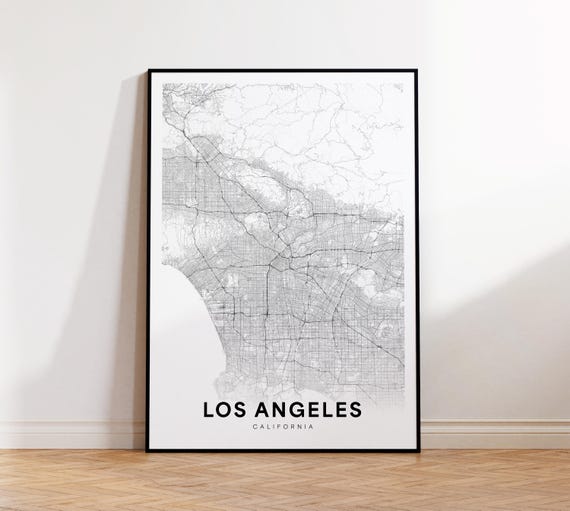 Greater Los Angeles Area Map La City Poster Street Art Gift For Him Home Decor Wall