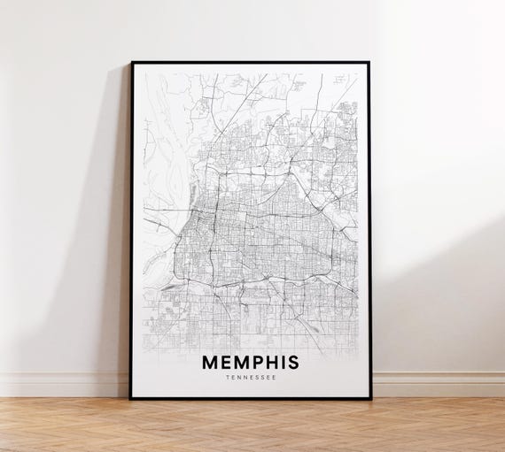 Memphis Tn City Map Street Tennessee Usa Poster Modern Road Minimalist Decor Home Office Wall