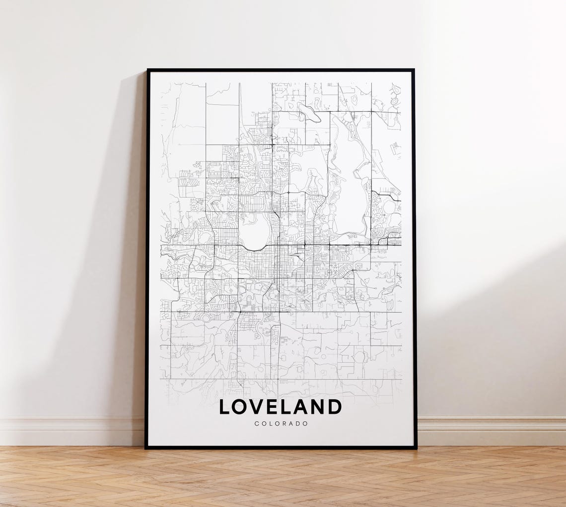 Loveland Colorado Street Network Minimalist City Map Art Poster
