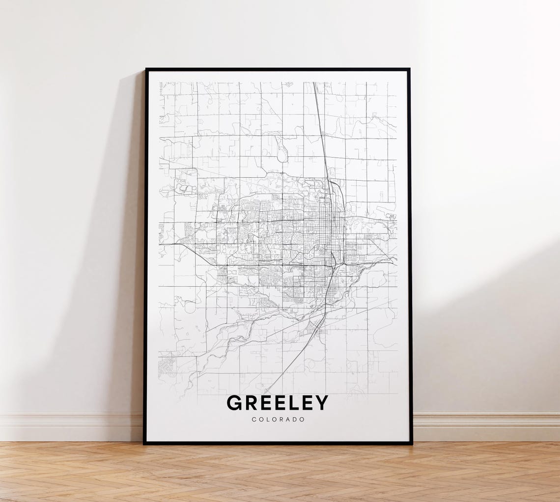 Greeley City Map Print Street Poster Colorado Art Road Wall Office Decor