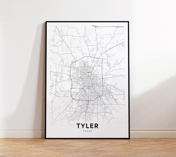 Tyler Tx City Map Street Texas Usa Poster Modern Road Minimalist Decor
