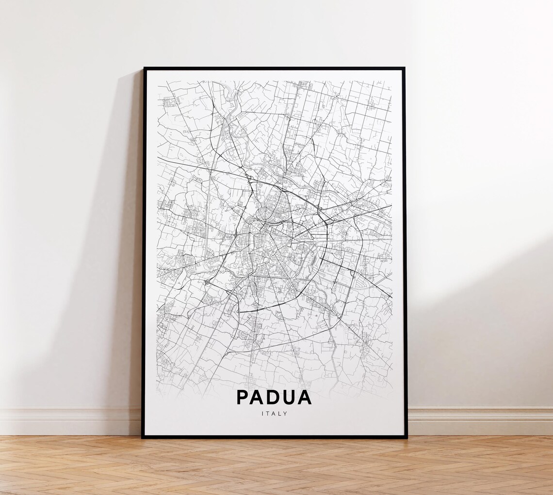 Padua City Map Street Italy Modern Print Decor Nursery Room Wall Art Instant