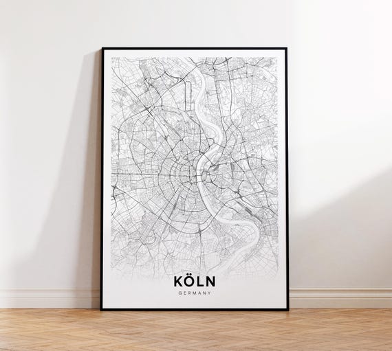 Kln City Map Wall Art Minimalist Cologne Poster Germany Travel Decor Modern Gift For German