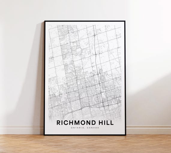 Richmond Hill City Map Print Street Poster Ontario Decor Road Wall Art Office Room