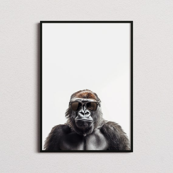 Gorilla In Sunglasses Funny Animal Poster Print