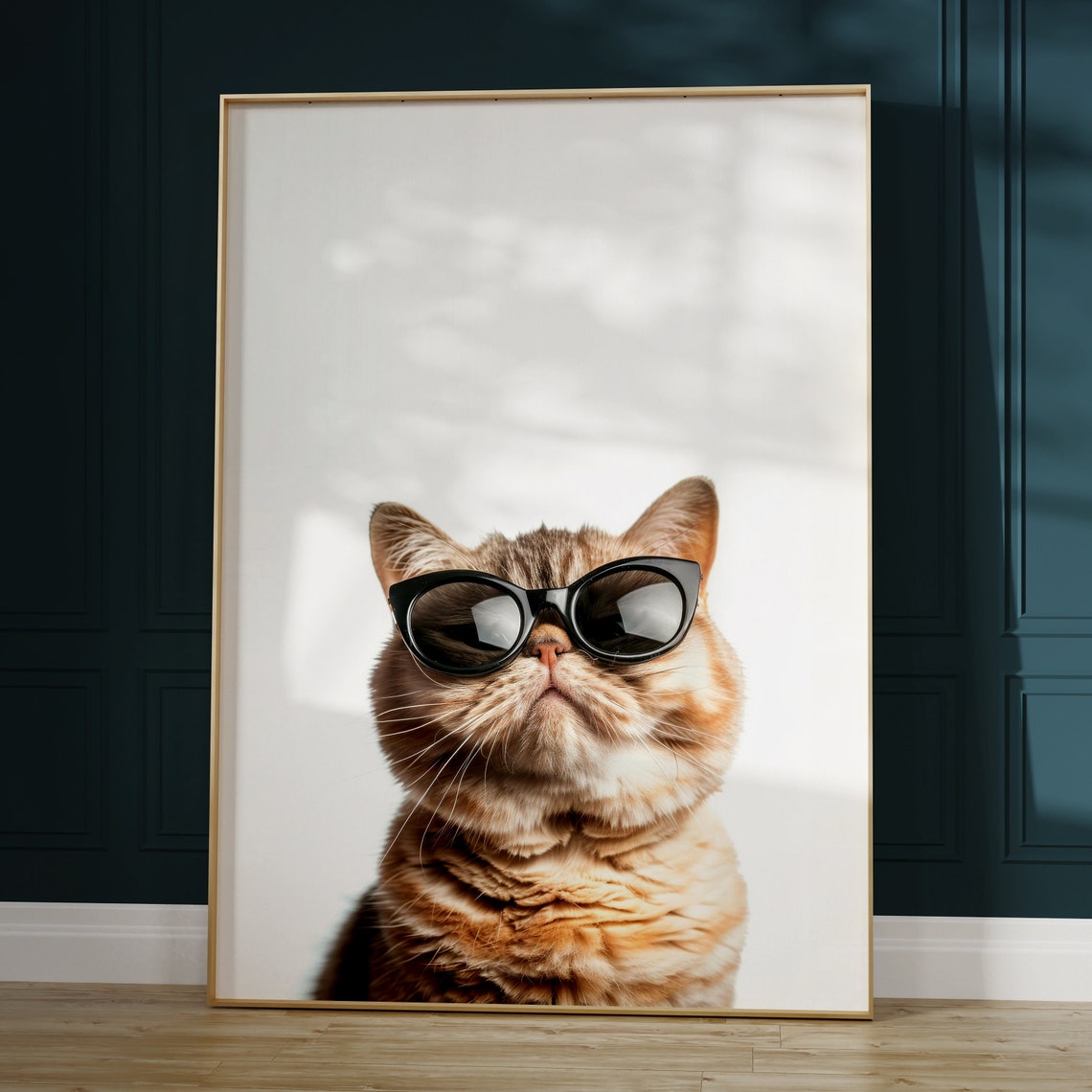 Orange Persian Cat in Black Sunglasses Cute Feline Portrait Poster - Image 2