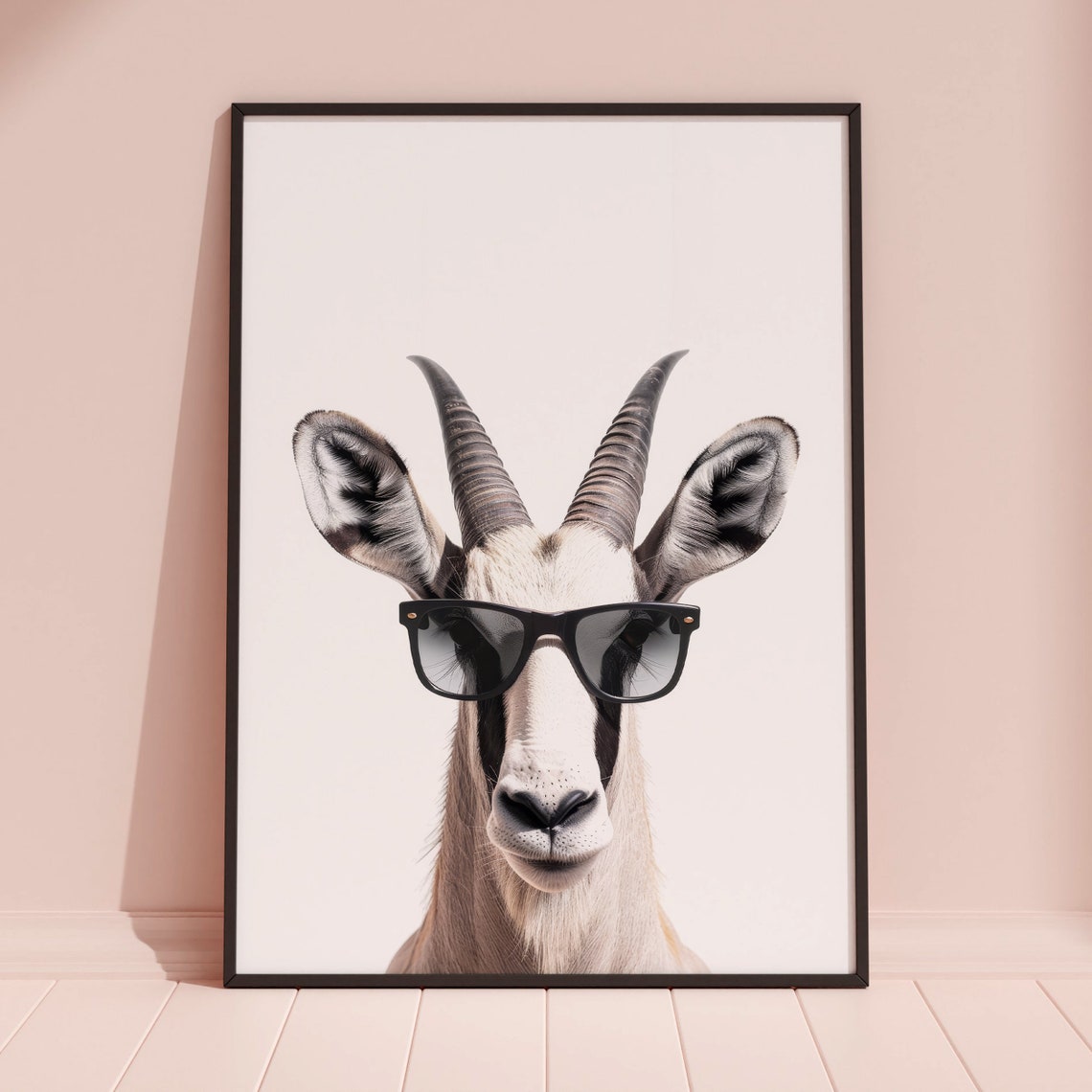 Arabian Oryx in Sunglasses Cool Desert Animal Portrait Art Poster - Image 3