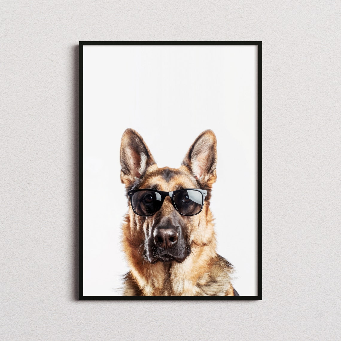 German Shepherd Dog In Sunglasses Confident Minimalist Photo Poster