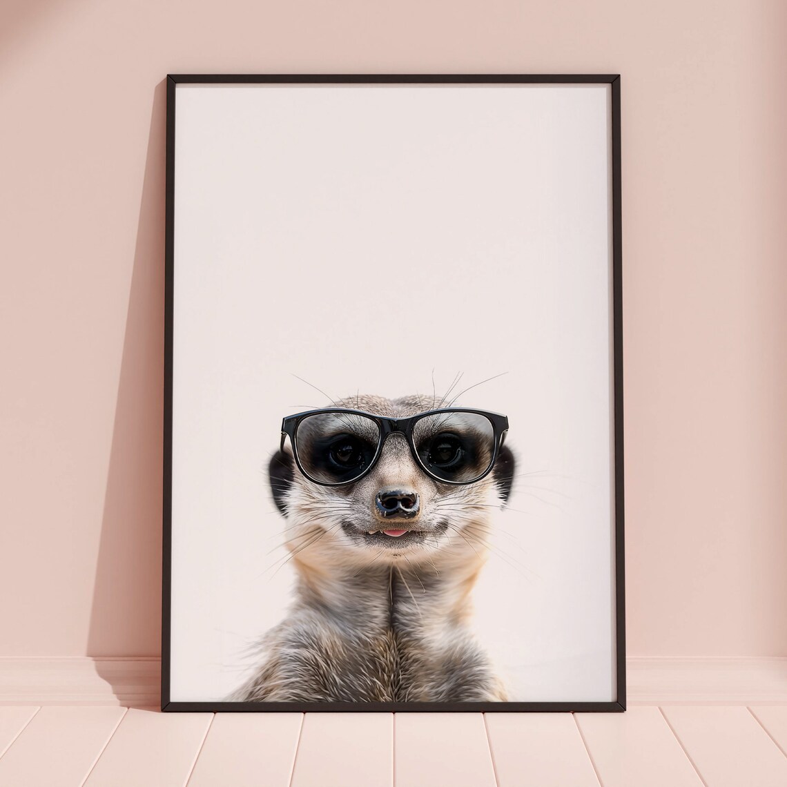 Cute Meerkat in Glasses Playful Funny Animal Portrait Art Poster - Image 3