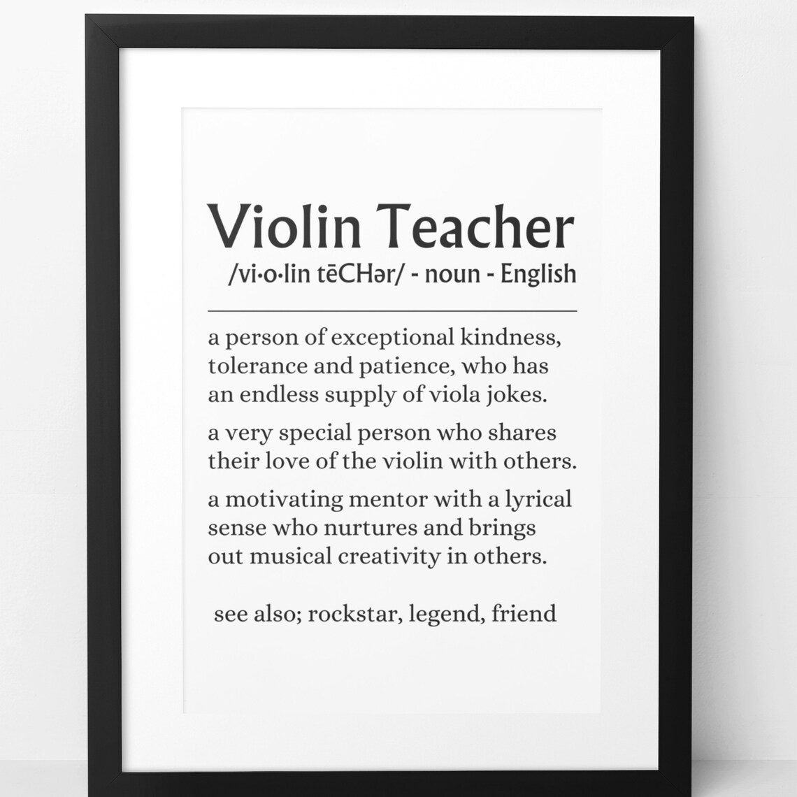 Violin Teacher Definition Quote Music Teacher Appreciation Gift Poster - Image 5