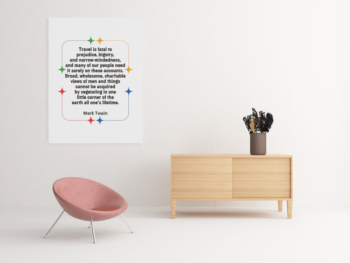 Mark Twain Travel Quote Prejudice Colorful Star Border Poster - Image 2
