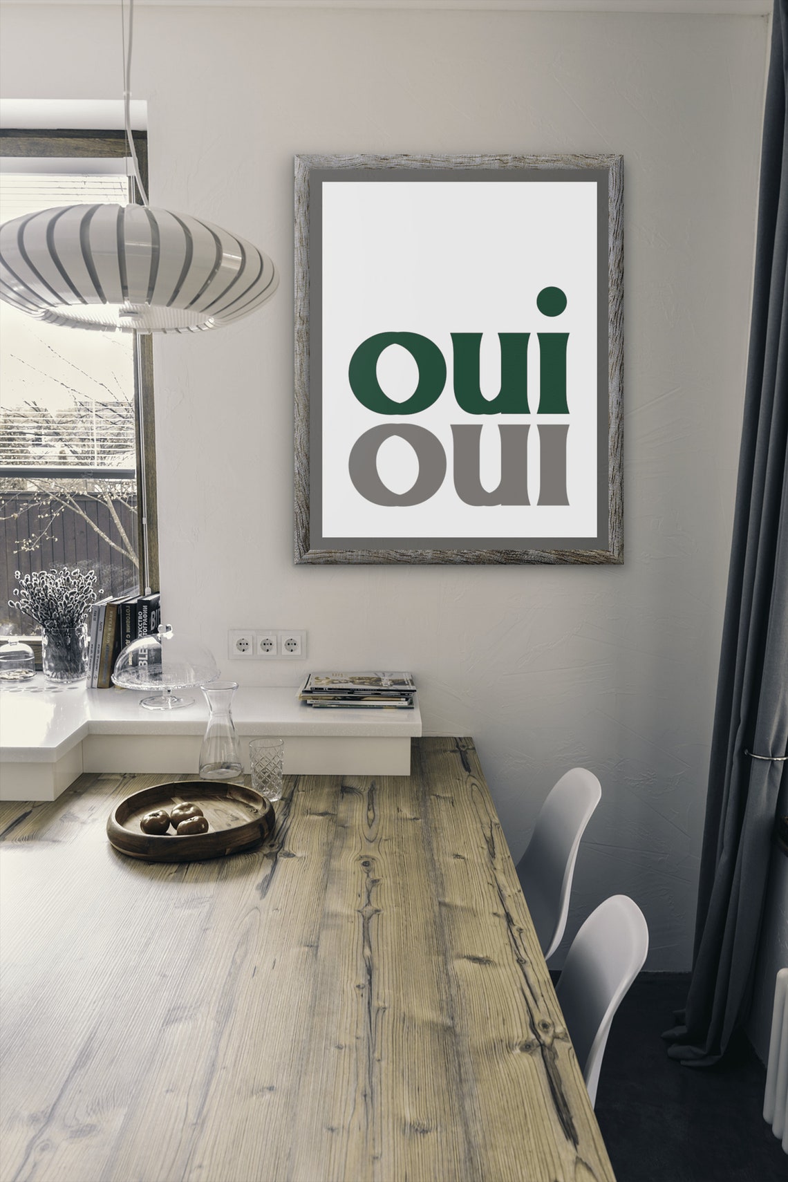 Oui Oui French Chic Green Typography Minimalist Home Decor Poster - Image 5