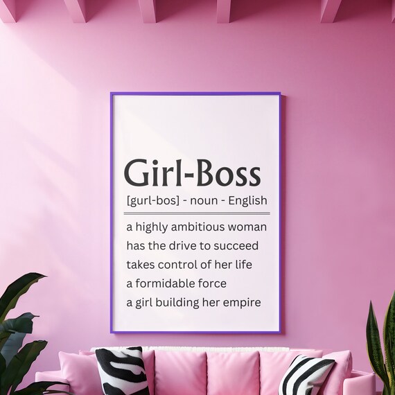 Girl Boss Definition Poster Empowering Woman Office Decor Gift