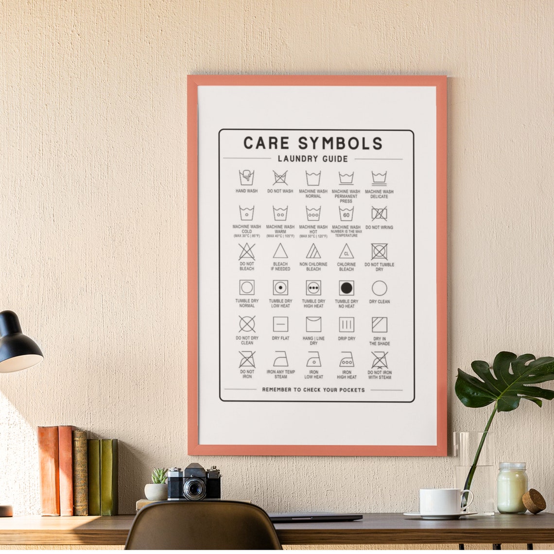 Laundry Care Symbols Guide Wash Dry Iron Chart Wall Decor Poster - Image 6