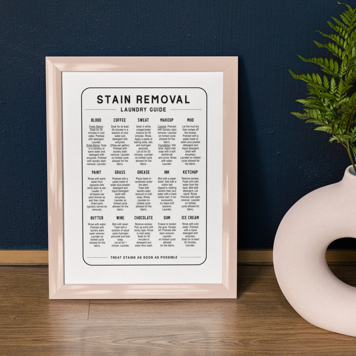Stain Removal Laundry Guide Chart with 15 Stain Fixes Poster - Image 9