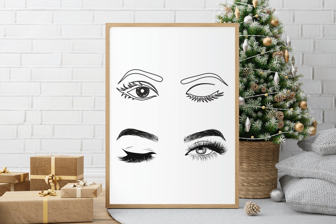 Winking Eyes Lash Line Art Beauty Salon Feminine Eye Sketch Poster - Image 2