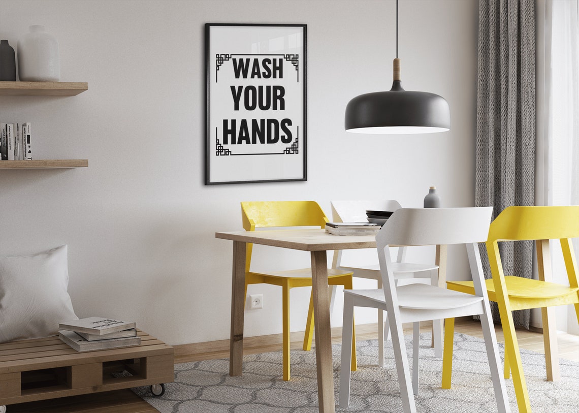 Wash Your Hands Bold Black Typography Bathroom Sink Sign Poster - Image 4