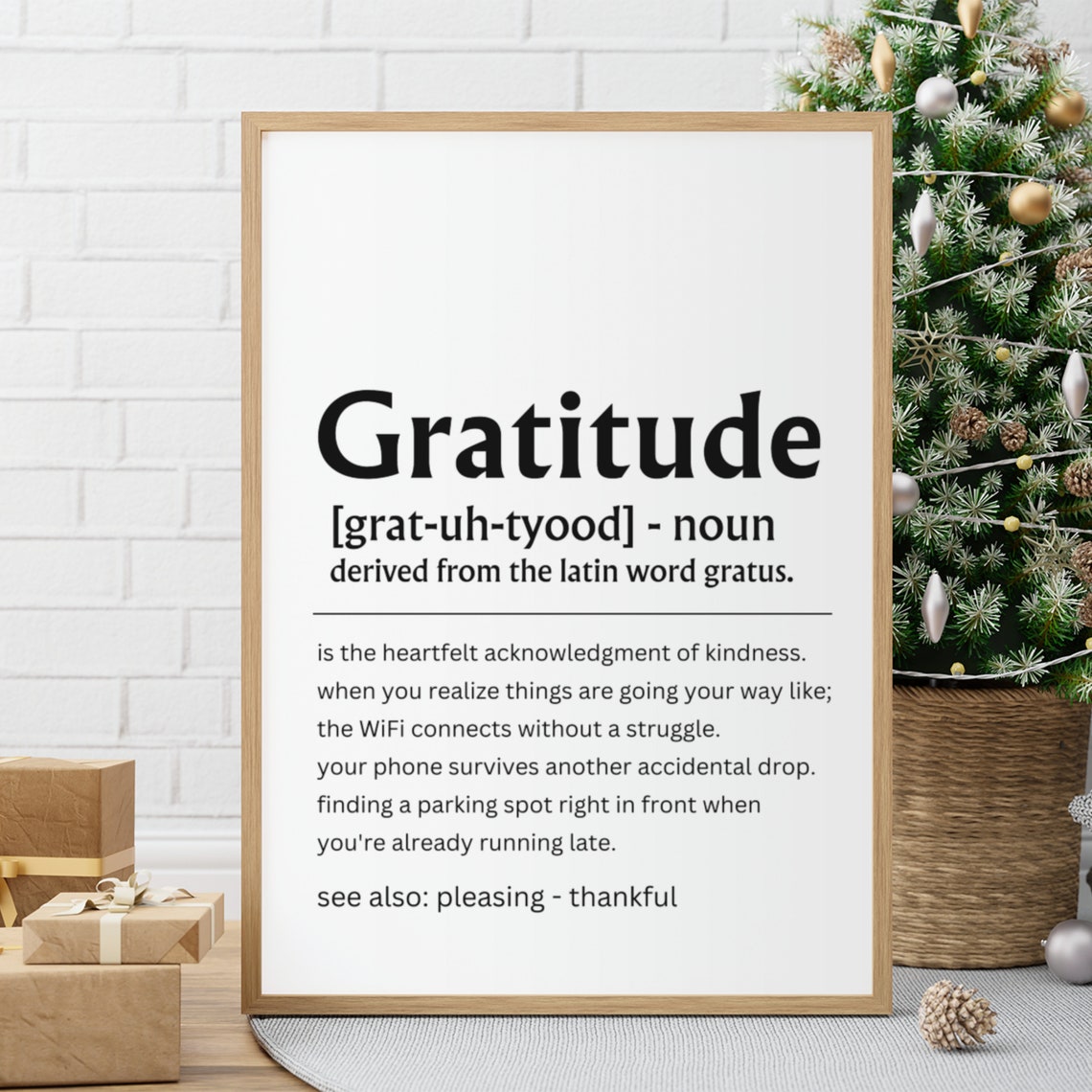 Gratitude Definition Thankful Heart Wall Decor Meaningful Quote Poster - Image 8