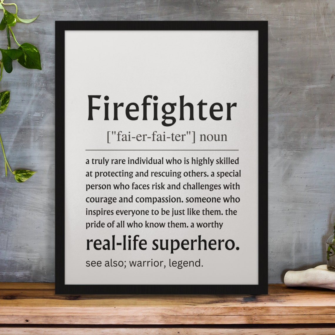 Firefighter Dictionary Definition Poster Real Life Superhero Gift - Image 3