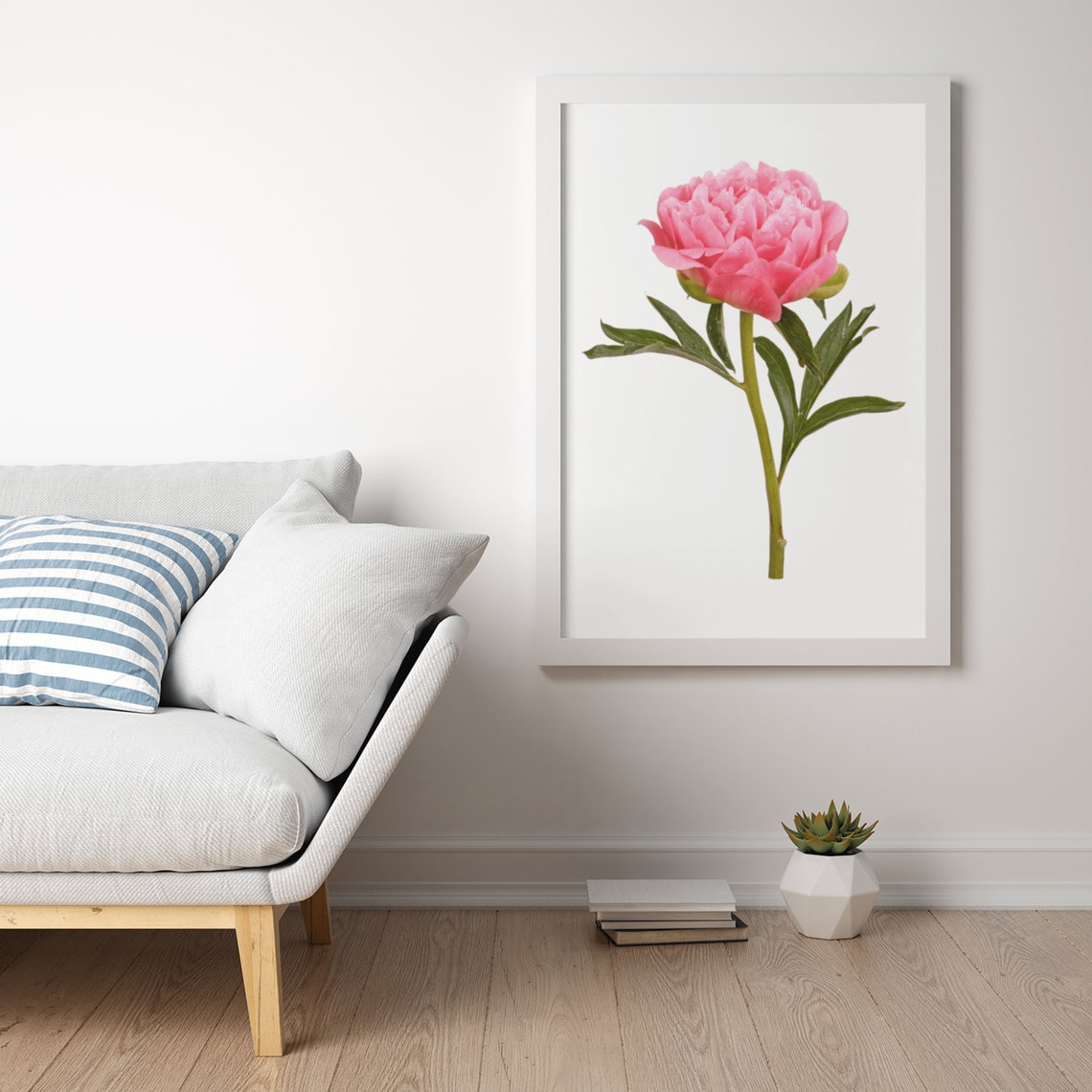 Pink Peony Blossom Botanical Photo White Background Floral Poster - Image 3