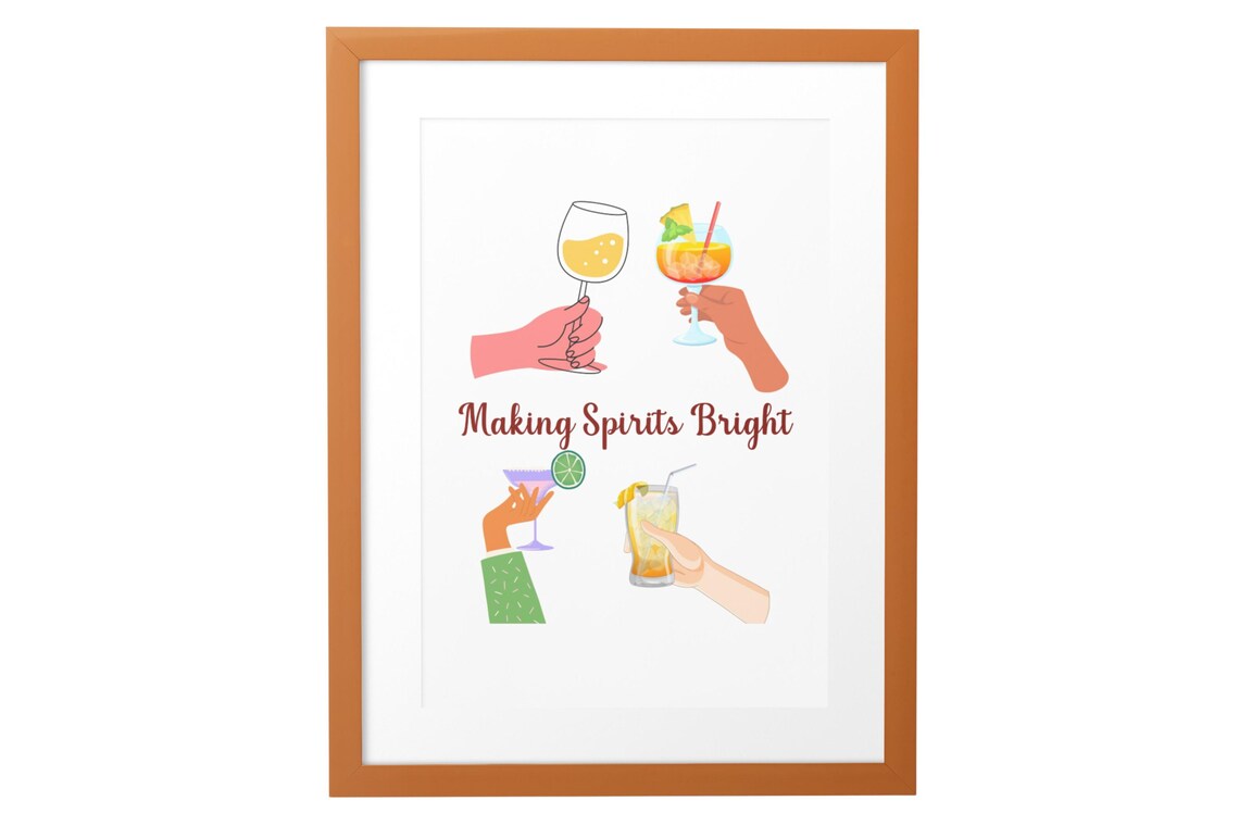 Making Spirits Bright Holiday Cocktail Toast Cheers Party Poster - Image 2