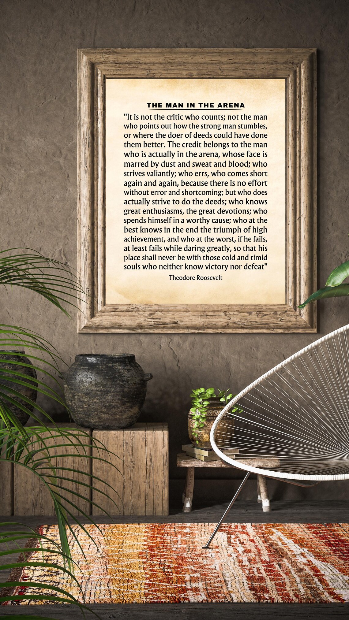 Theodore Roosevelt Man In The Arena Quote Classic Literary Poster - Image 2