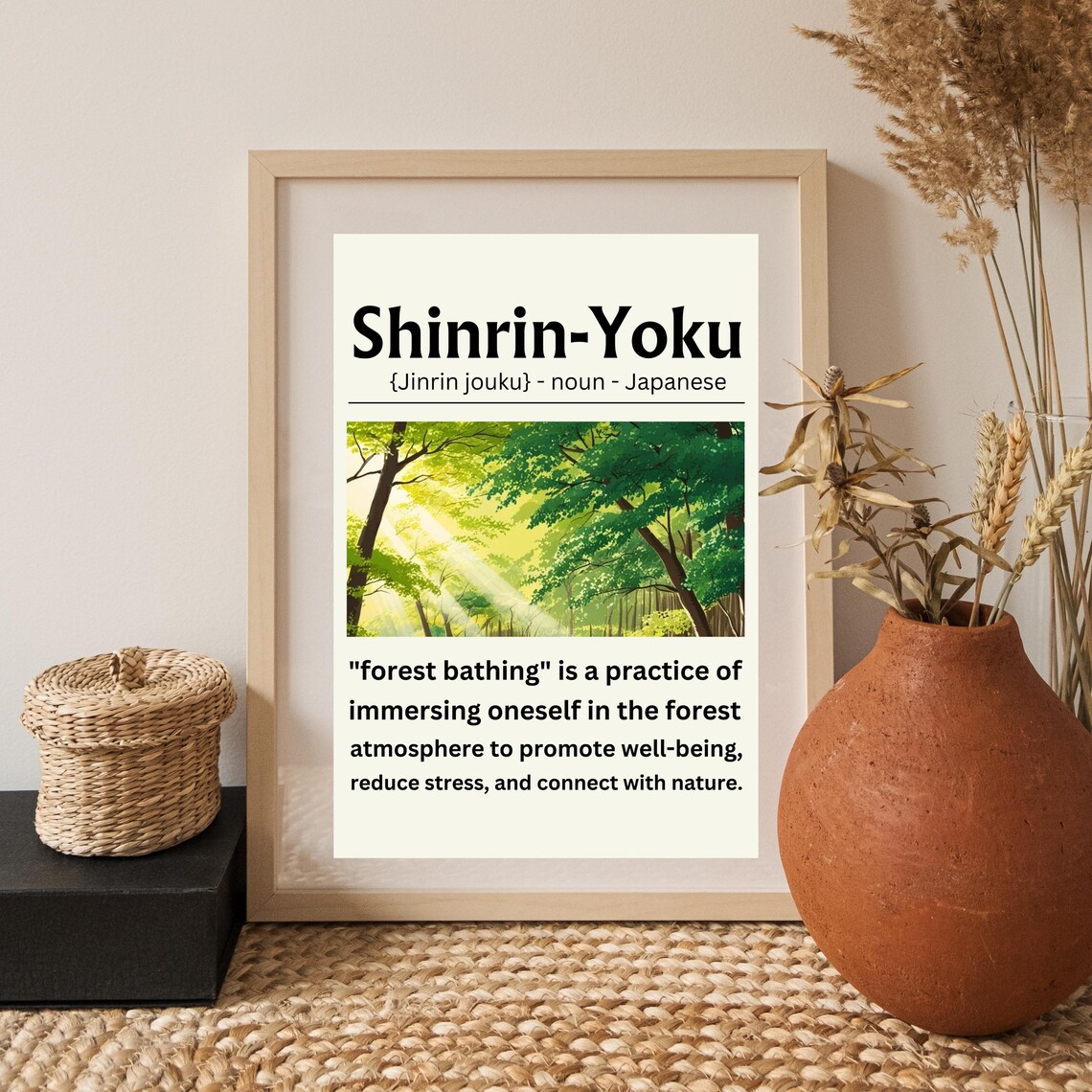 Shinrin Yoku Forest Bathing Japanese Wellness Definition Poster - Image 7