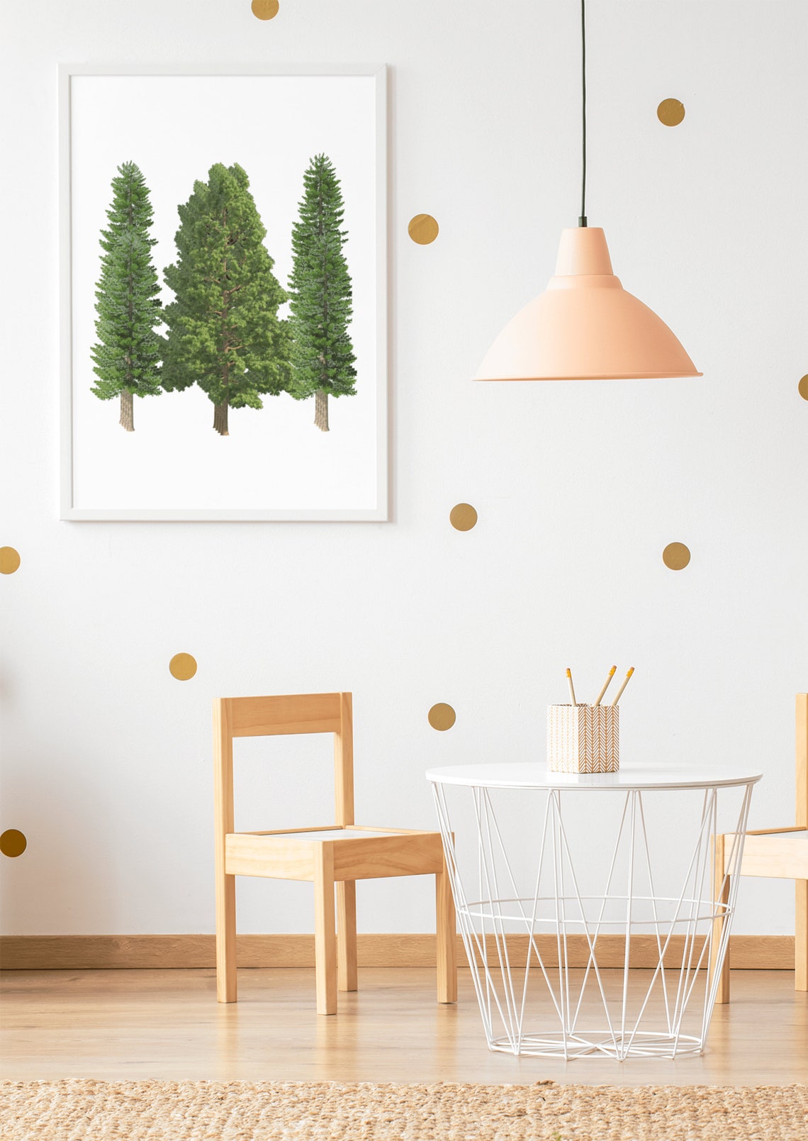 Pine Trees Trio Evergreen Woodland Nursery Forest Wall Decor Poster - Image 2