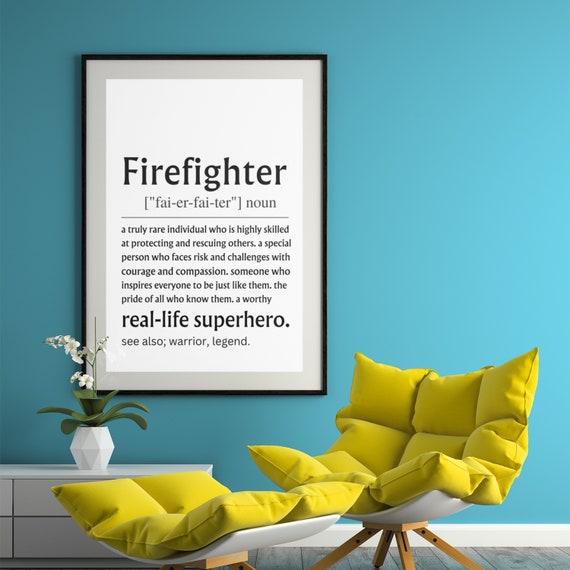 Firefighter Gift Firefighter Definition Print Fireman Gift Firefighter Gifts Graduation Gifts For Fire Fighter Firefighter Dad