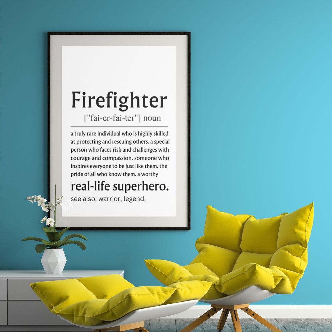 Firefighter Dictionary Definition Poster Real Life Superhero Gift