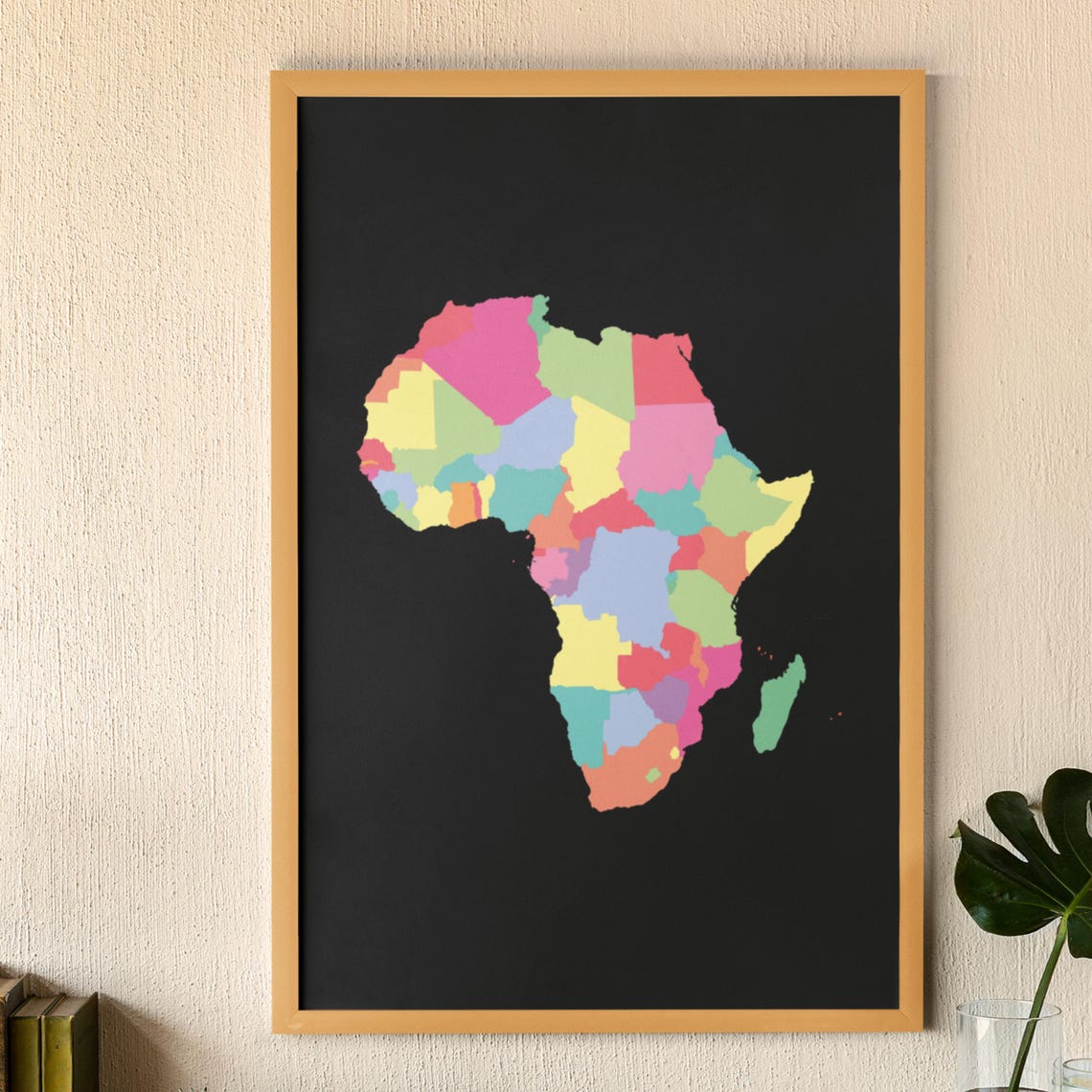 Africa Pastel Country Map Black Background Modern Decor Poster - Image 6