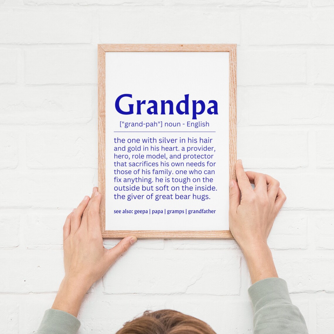 Grandpa Definition Sign Fathers Day Gift Blue Family Wall Poster - Image 5