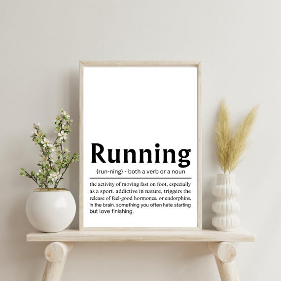 Running Definition Print Marathon Runner Gifts Running Athletics Poster Artwork Gift For Athletes Running Lovers Art Present