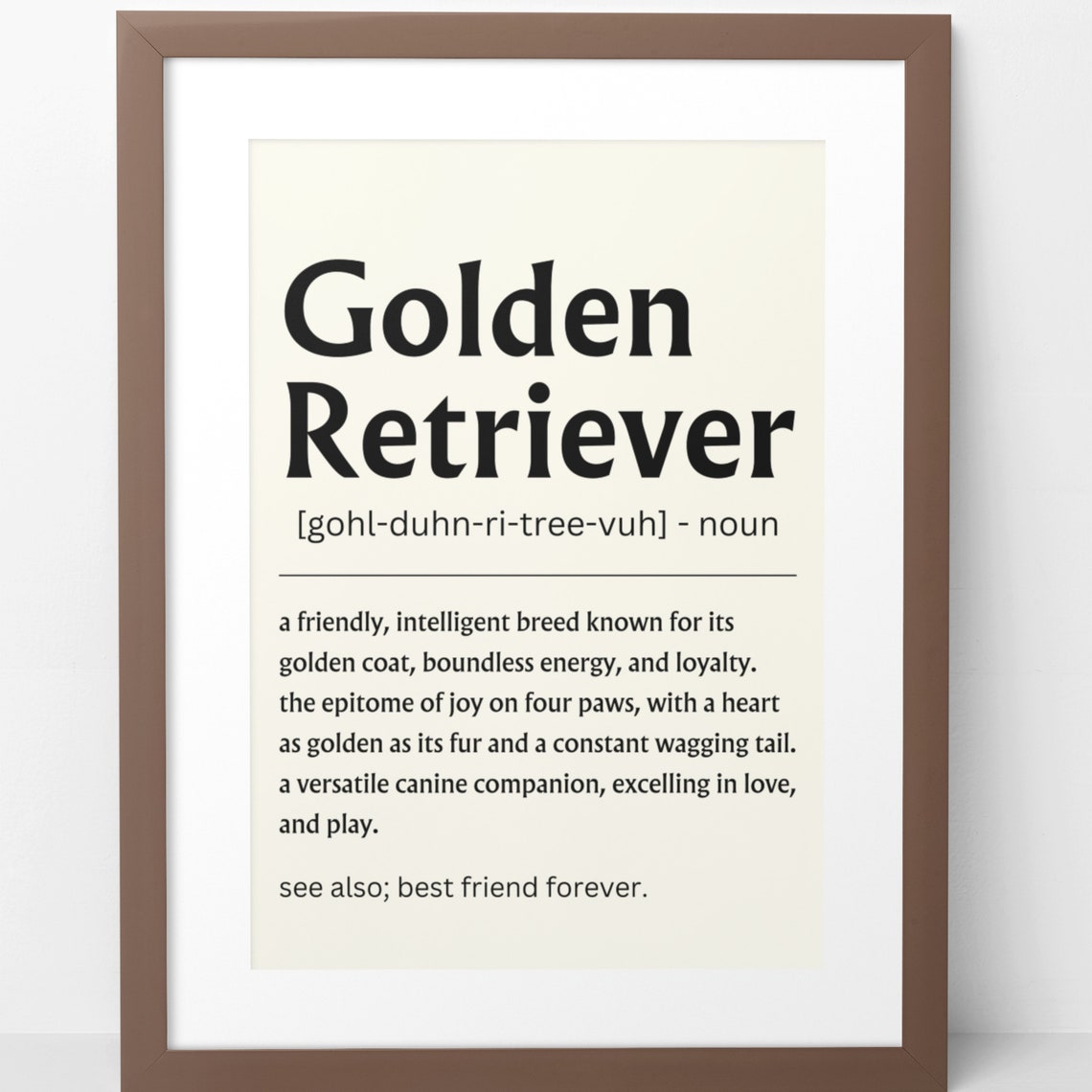 Golden Retriever Dog Breed Definition Dictionary Style Art Poster - Image 2