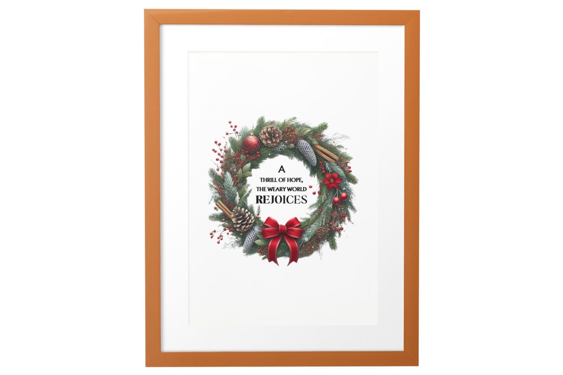 Farmhouse Religious Christmas Decor Print Art A Thrill Of Hope The Weary World Rejoices Holiday Poster Sign Christian Artwork - Image 2