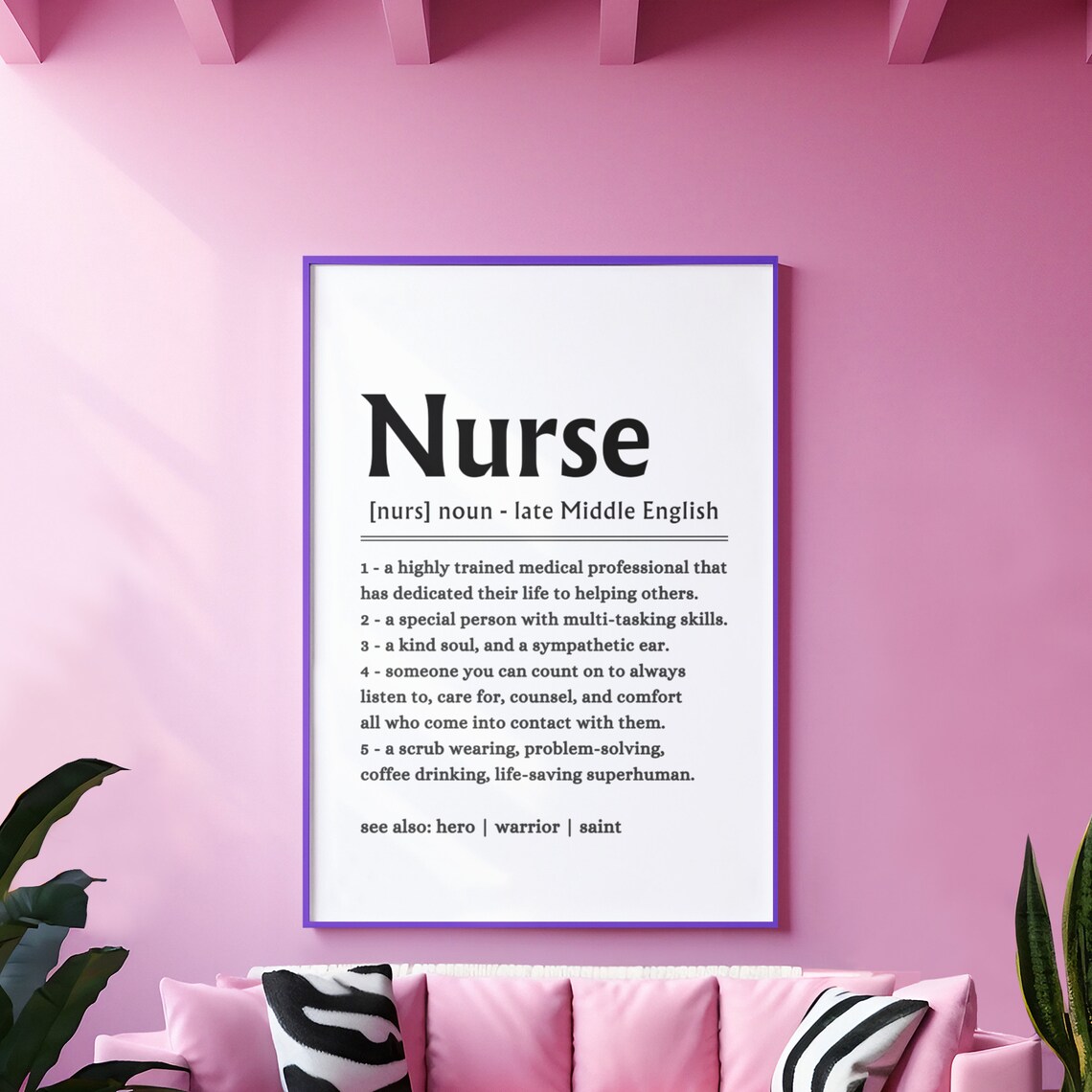 Nurse Definition Appreciation Hero Gift Medical Thank You Quote Poster - Image 8