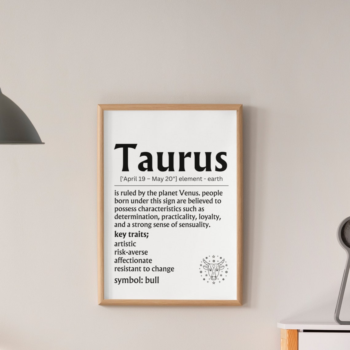 Taurus Zodiac Definition Sign Bull Symbol Earth Sign Wall Poster - Image 3