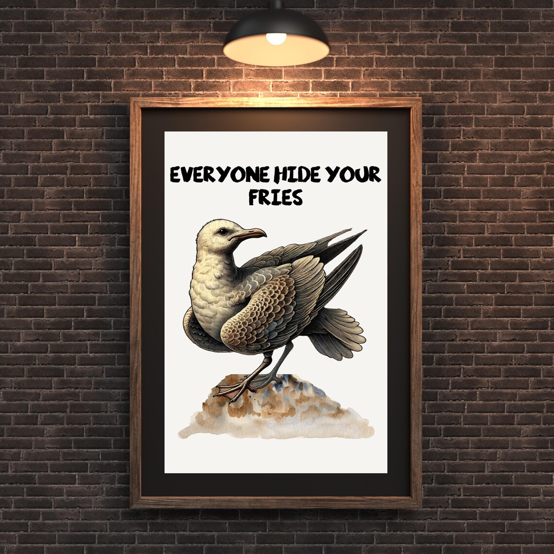 Everyone Hide Your Fries Funny Seagull Beach Bird Humor Poster - Image 7