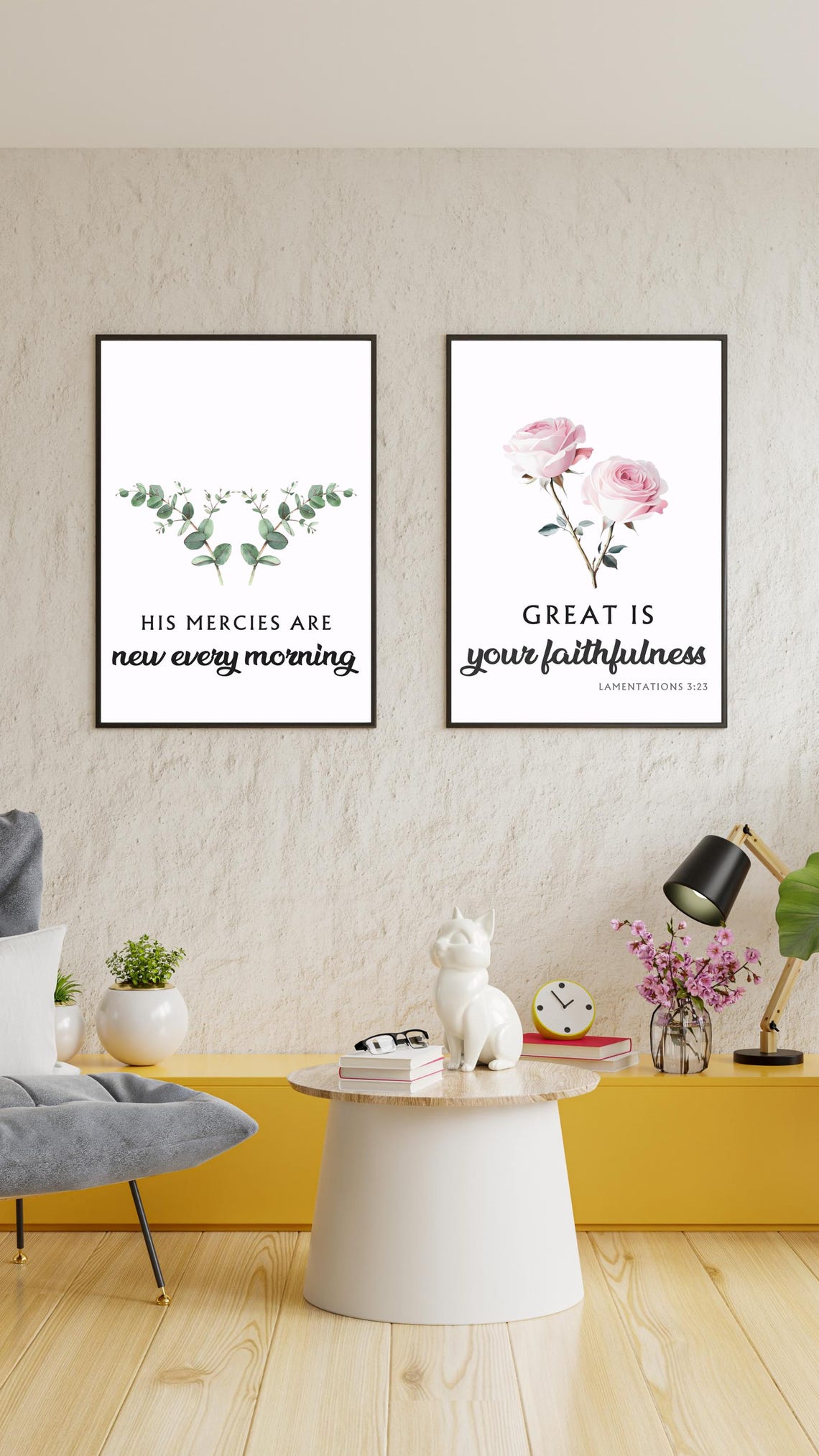 Great Is Thy Faithfulness Lamentations 3:23 Botanical Set Poster - Image 2