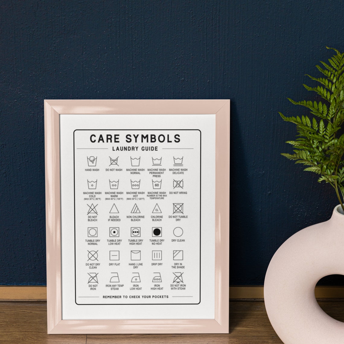 Laundry Care Symbols Guide Wash Dry Iron Chart Wall Decor Poster - Image 4