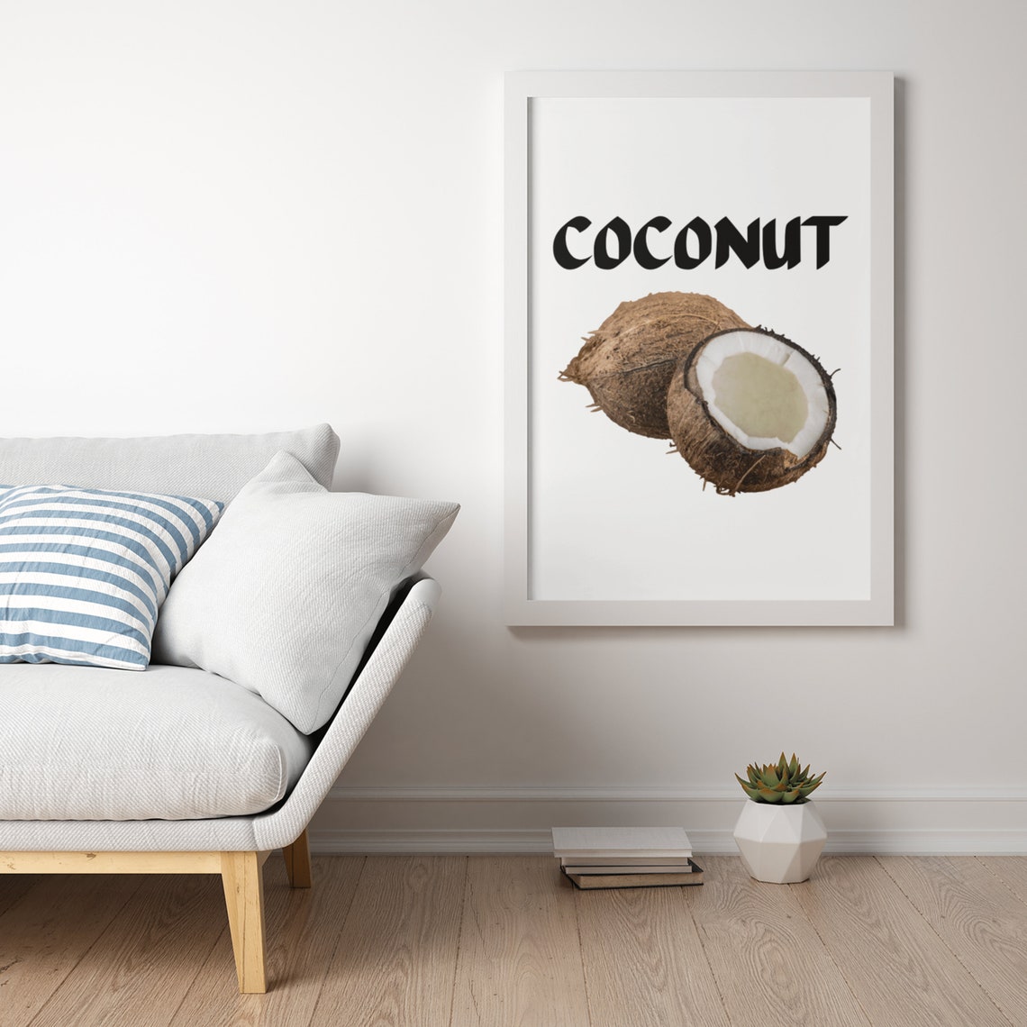 Coconut Bold Typography Tropical Fresh Fruit Kitchen Poster Decor - Image 2