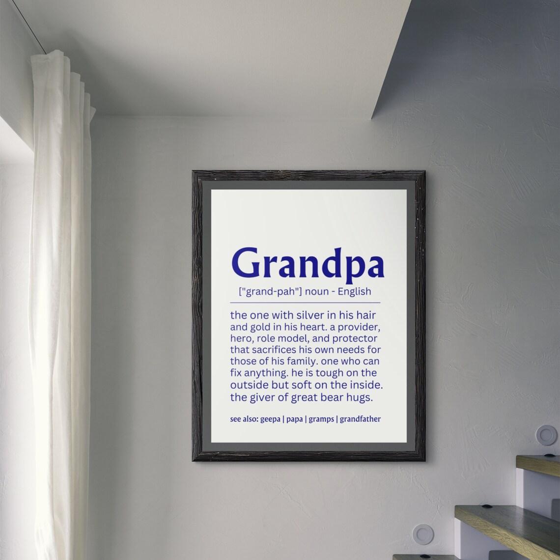 Grandpa Definition Sign Fathers Day Gift Blue Family Wall Poster