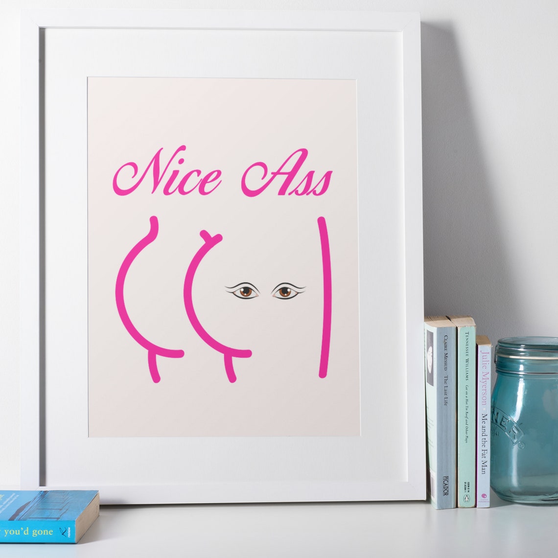 Nice Ass Pink Script Cheeky Minimalist Butt Line Art Funny Poster - Image 3