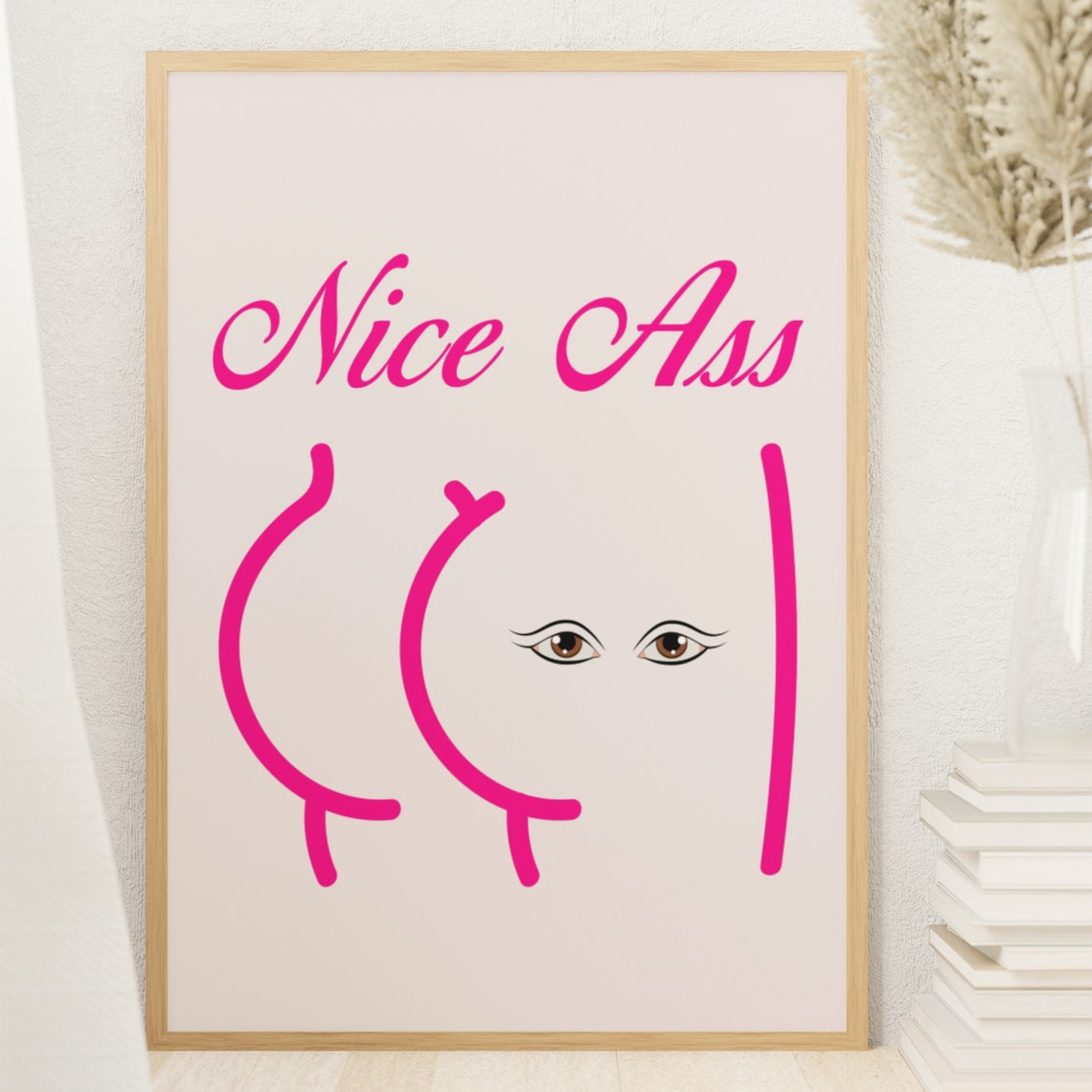 Nice Ass Pink Script Cheeky Minimalist Butt Line Art Funny Poster - Image 6